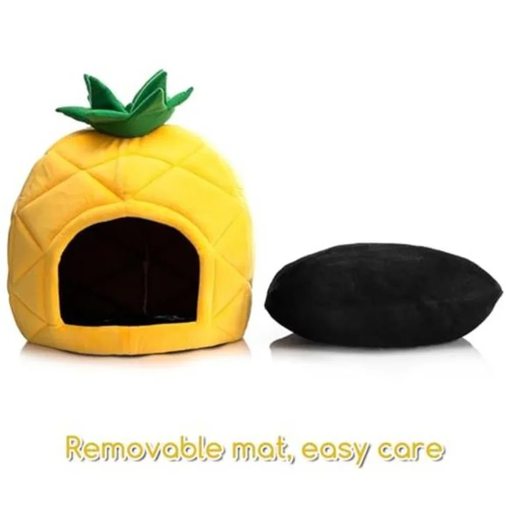 Self Warming Cat Bed Pineapple Kitty Cave Small Indoor Pet Sleeping House Nest